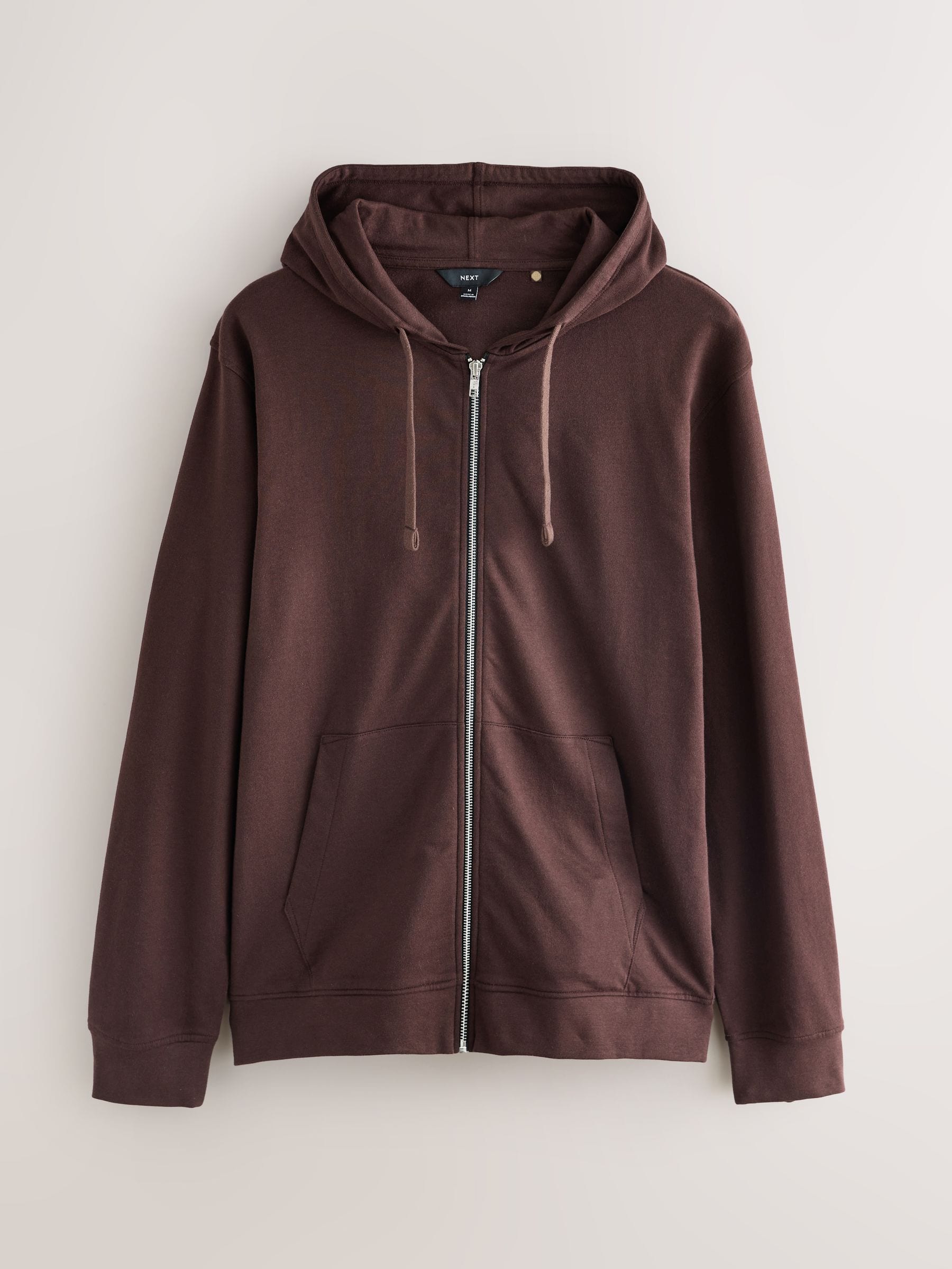 Chocoladebruin - Lichte hoodie met rits