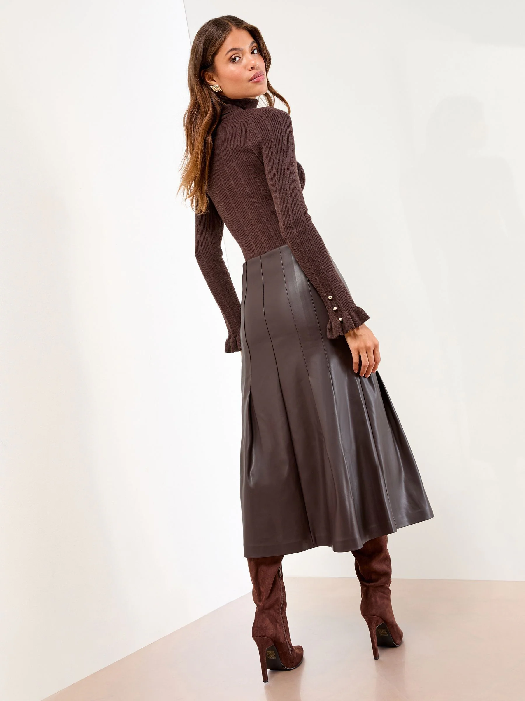 Lipsy Box Pleat Midi Skirt