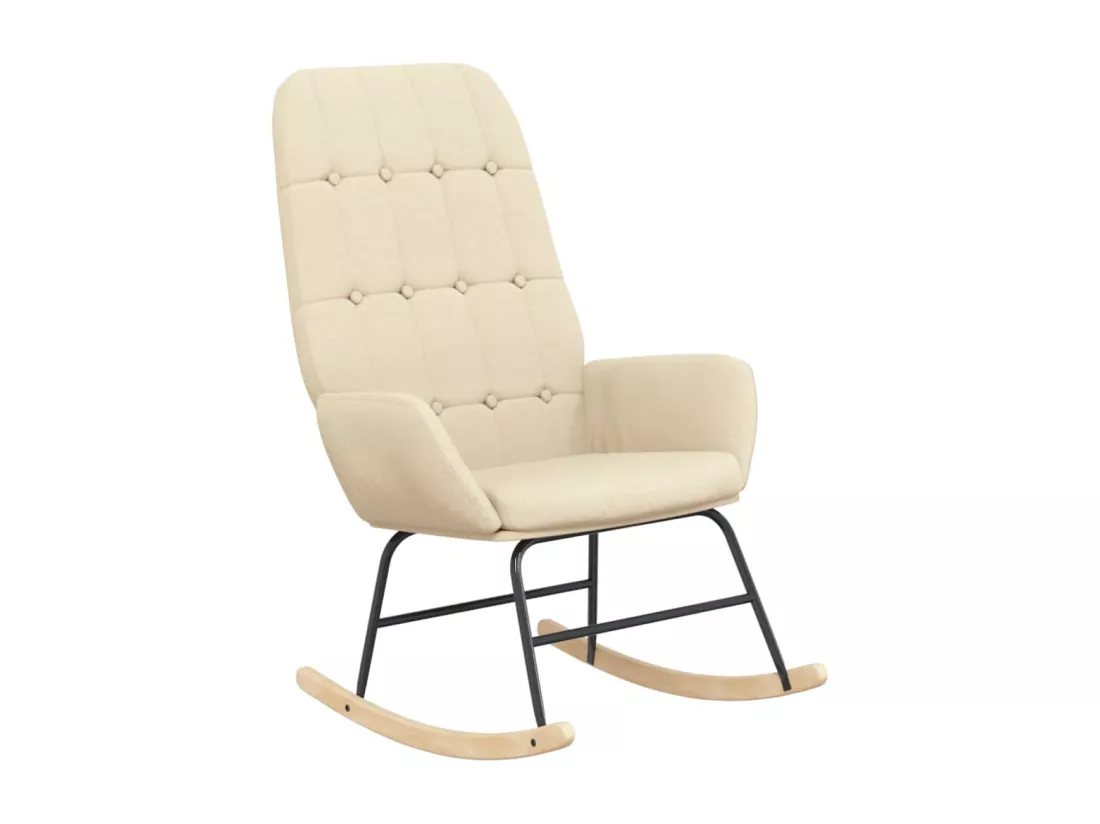 Chaise à bascule avec repose-pied Crème Tissu