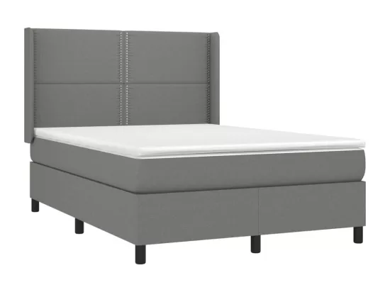 Sommier tapissier et matelas et LED Gris foncé 140x190 cm Tissu