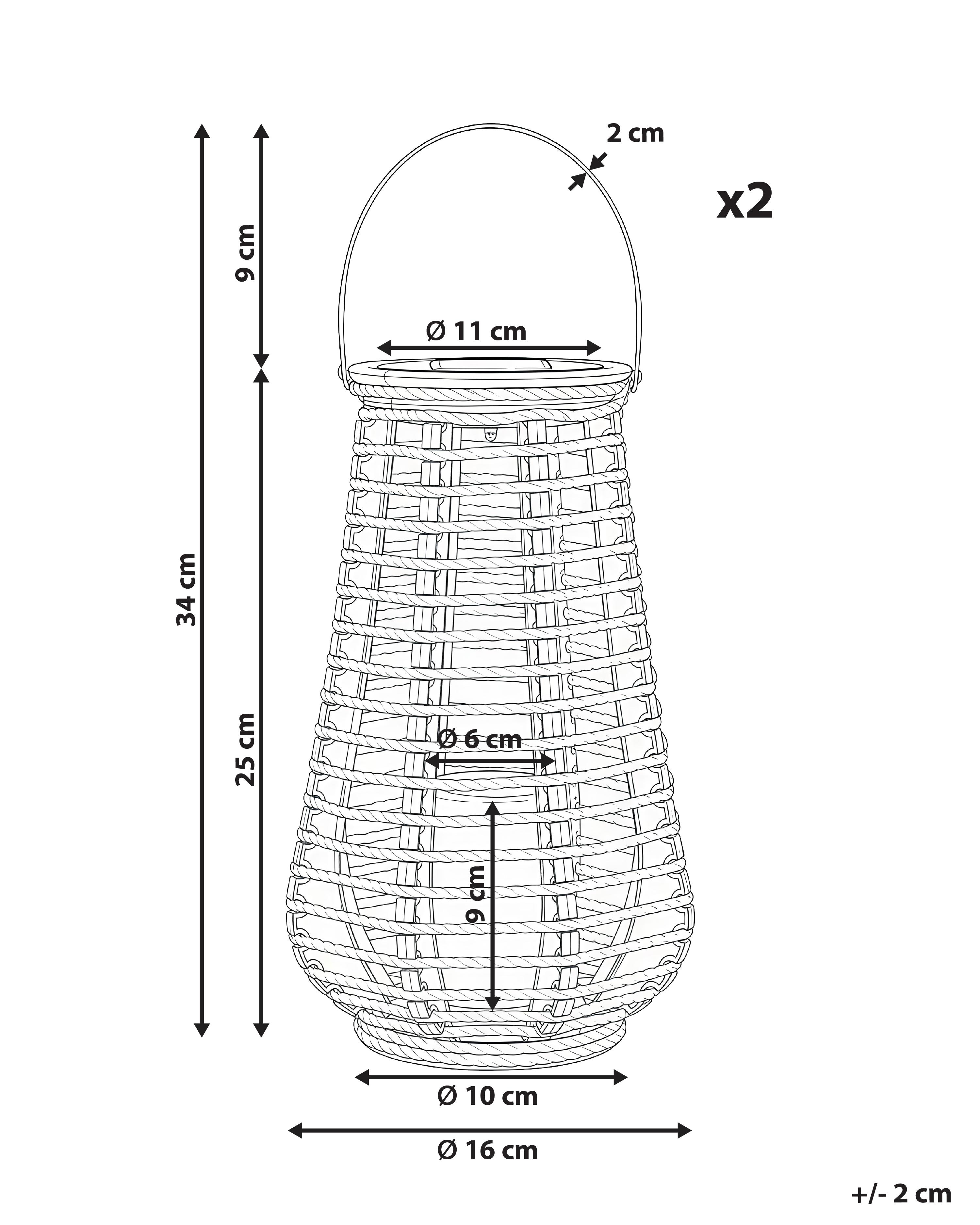 Set van 2 lantaarns op zonne-energie GWAYI 34 cm Natuurlijk