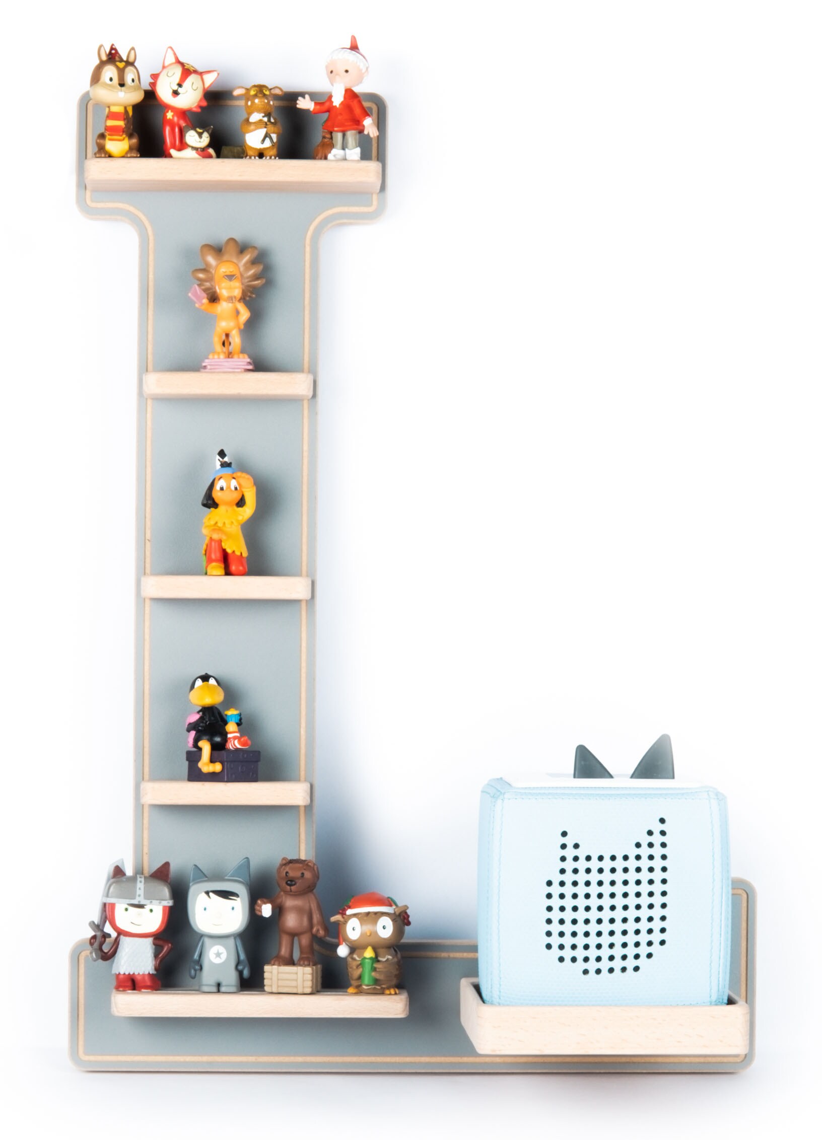 BOARTI Holz Buchstabe L Kinder Regal Toniebox Figuren Wandregal Tonies Musikbox