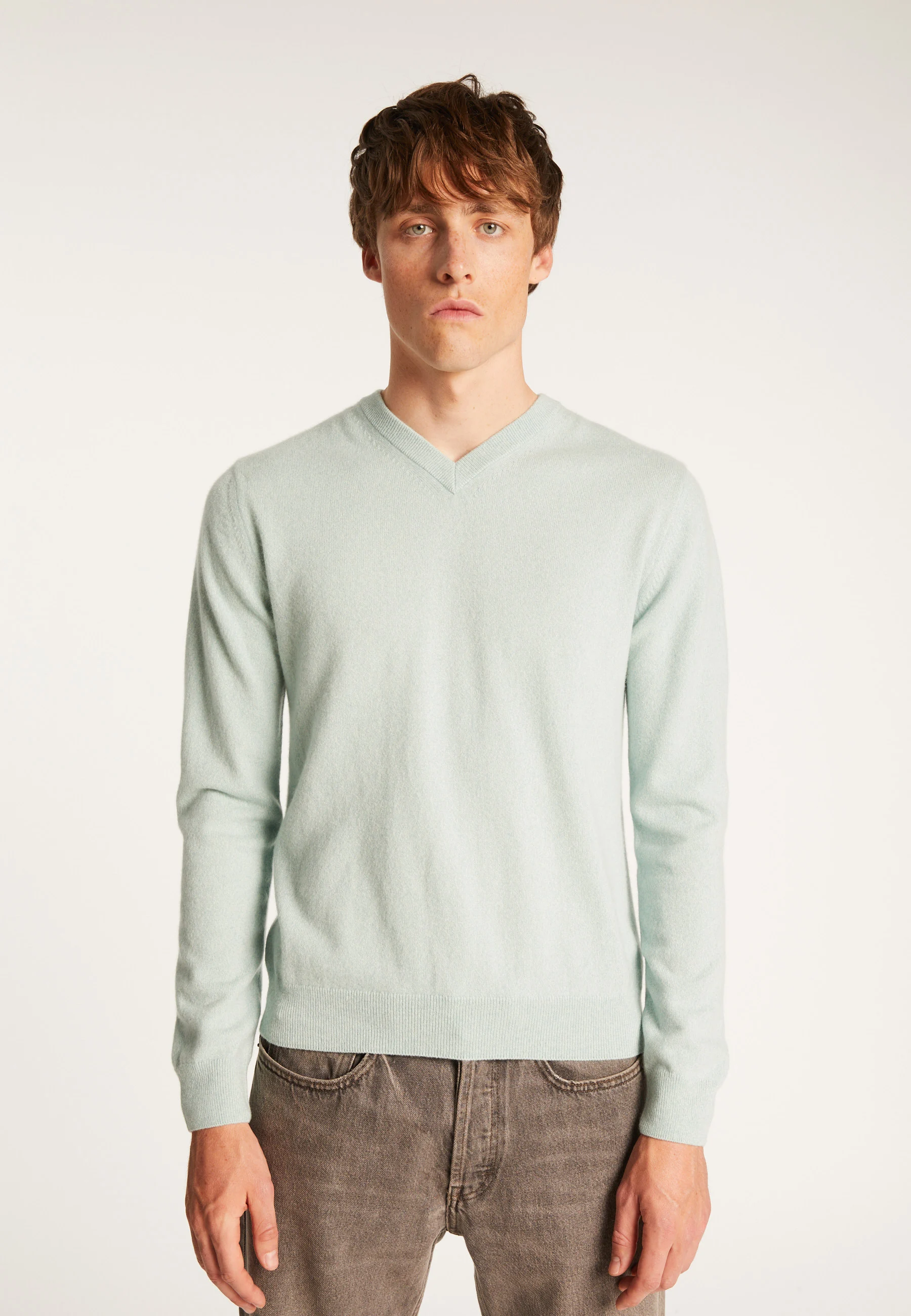 EVANNAH24 - Pull col v en cachemire | Vert
