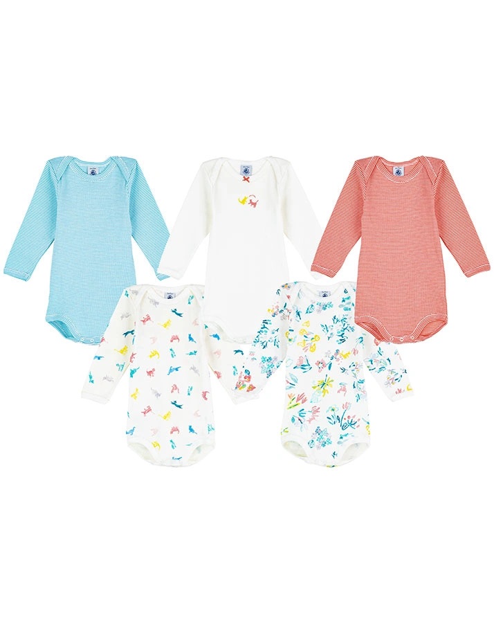 Langarm-Body FLORAL 5er Pack in bunt