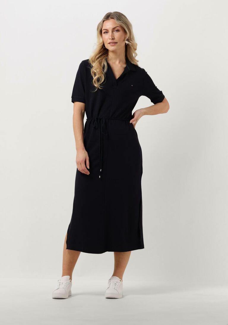 TOMMY HILFIGER donkerblauwe tommy hilfiger midi jurk opn plkt lyll polo dress