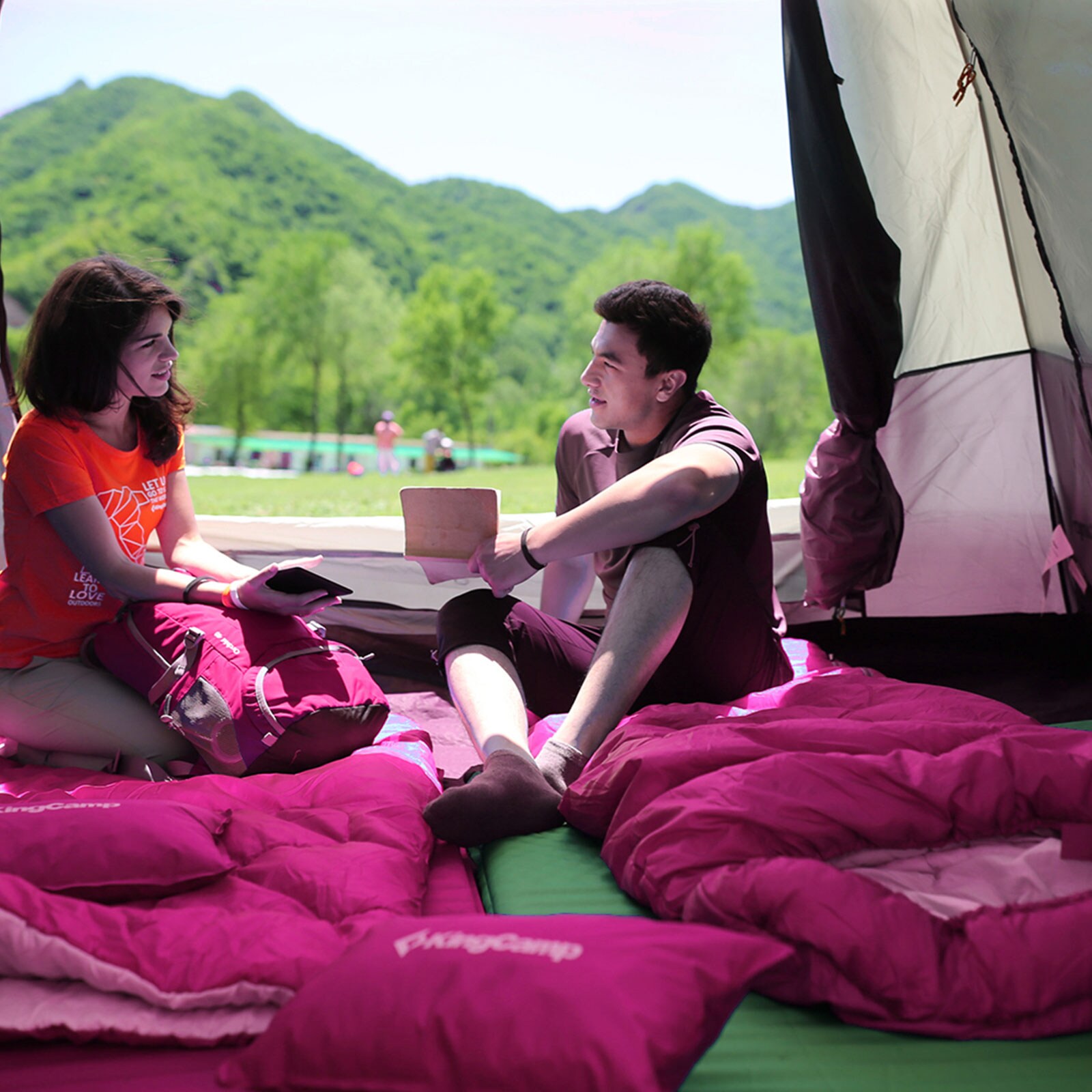 KINGCAMP Oasis 250 Kinder Decken Schlafsack Sommer Camping 1,40 m Lang & Breit Variante: Rose Red - Zipper L