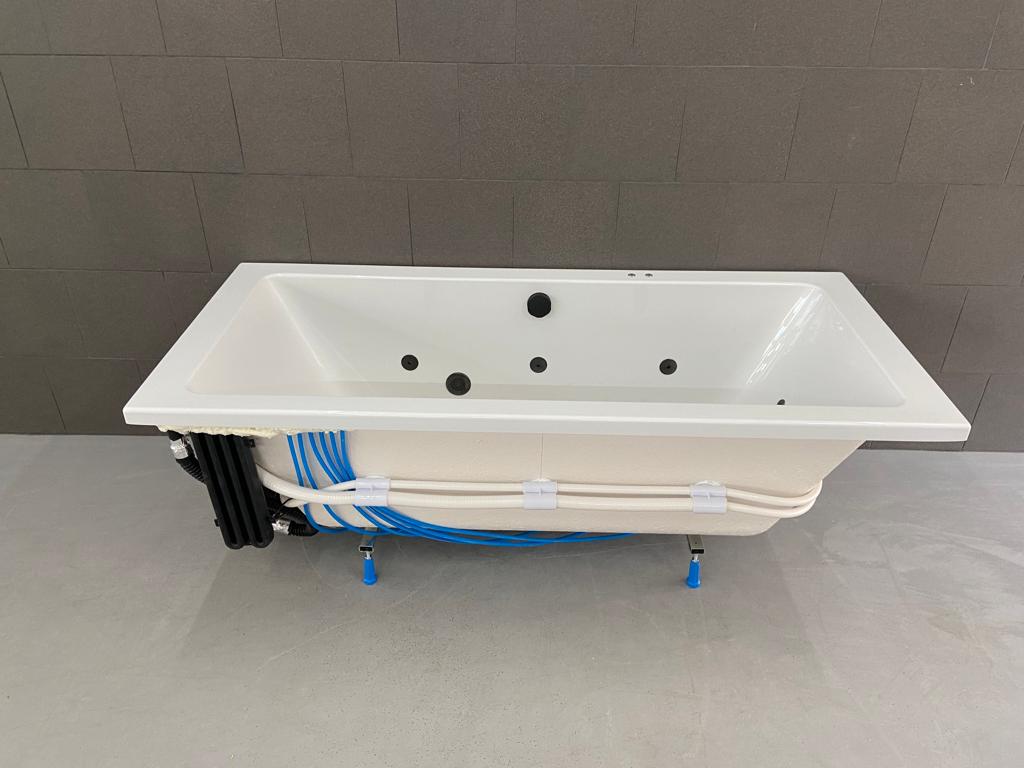 Lambini Designs Cube bubbelbad 180x80cm elektronisch 6 4 2 hydrojets en 12 aerojets zwart