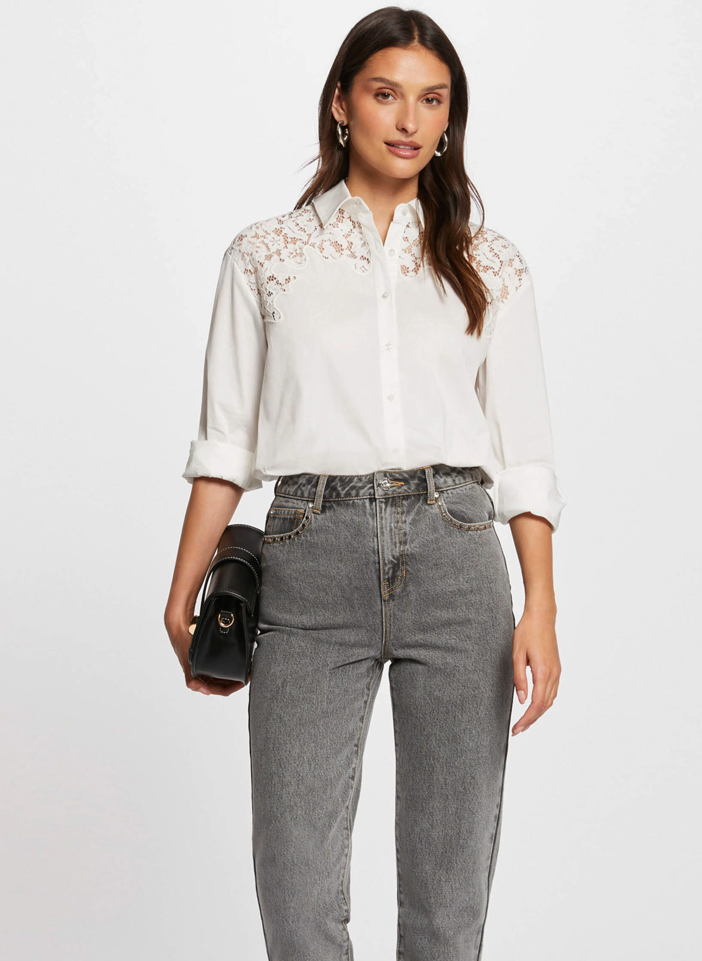 CGRAP - Chemise col classique en coton mélangé | Blanc