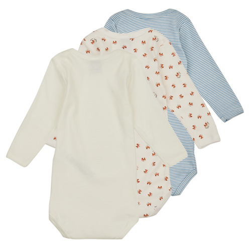 Petit Bateau - BODY US ML RENARD PACK X3 - Blanc / Bleu