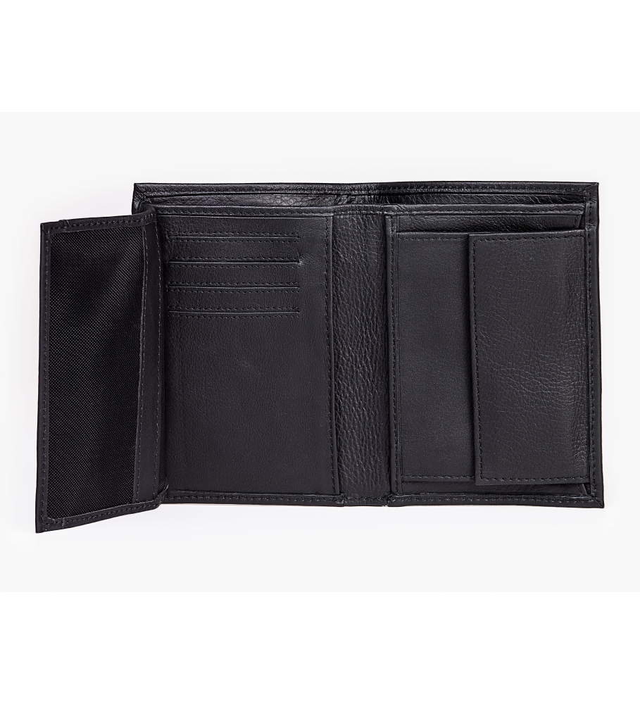 Carteira de couro Levi's Vintage Two Horse Vertical Coin, preta