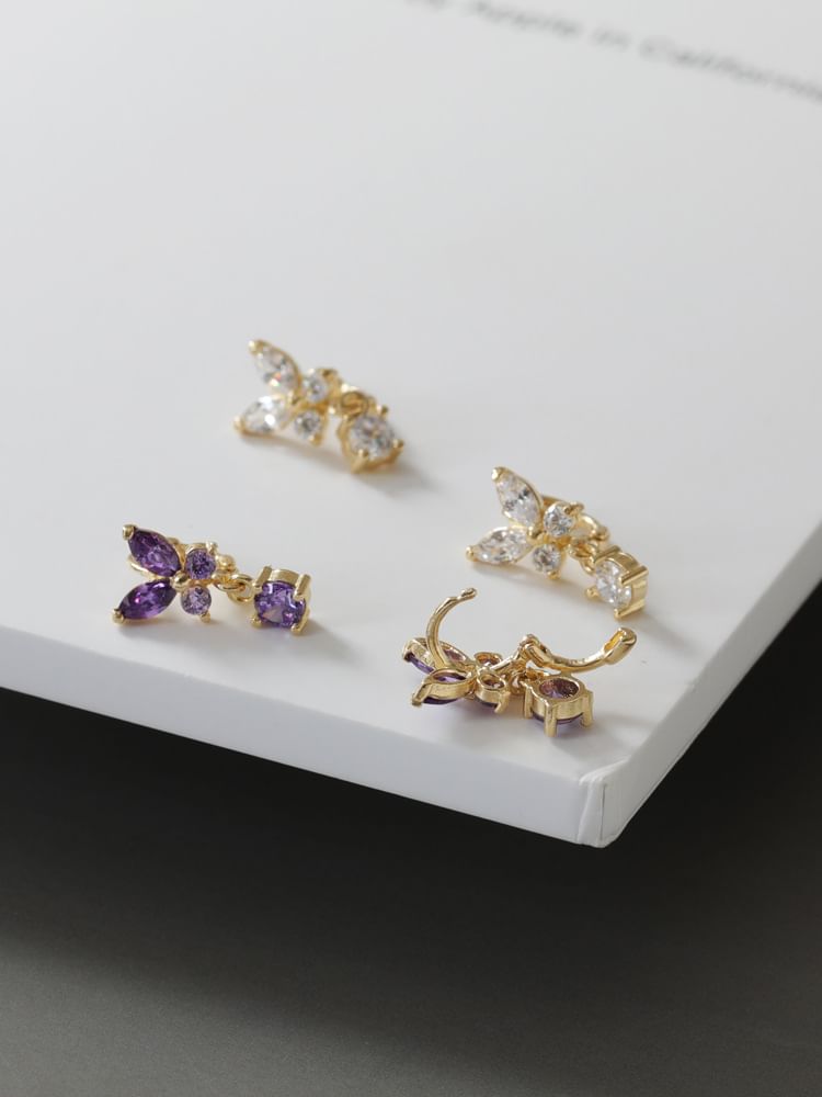Phoenoa - CZ Butterfly Huggie Drop Oorbel
