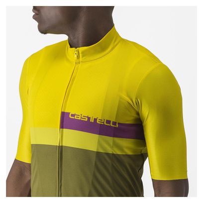 Maillot Manches Courtes Castelli A Blocco Jaune/Khaki
