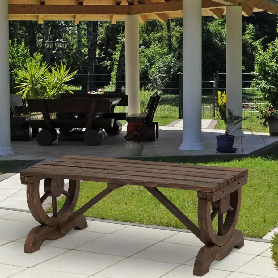 Outsunny Sitzbank im Wagenrad-Design dunkelbraun