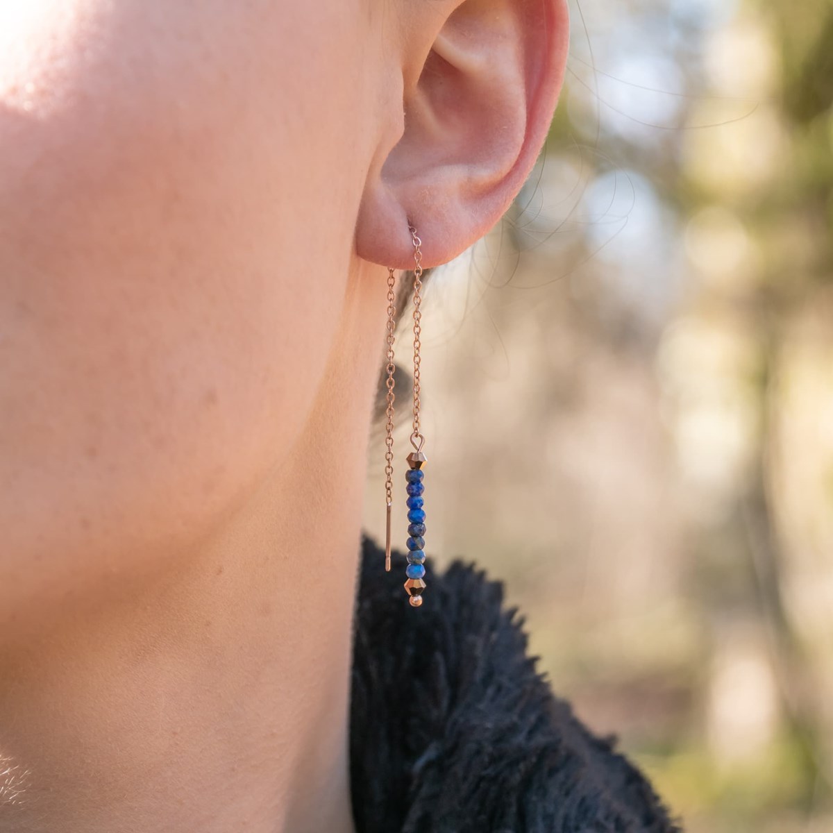 Collier, bracelet et boucles d'oreilles Lumia en pierres Lapis-lazuli