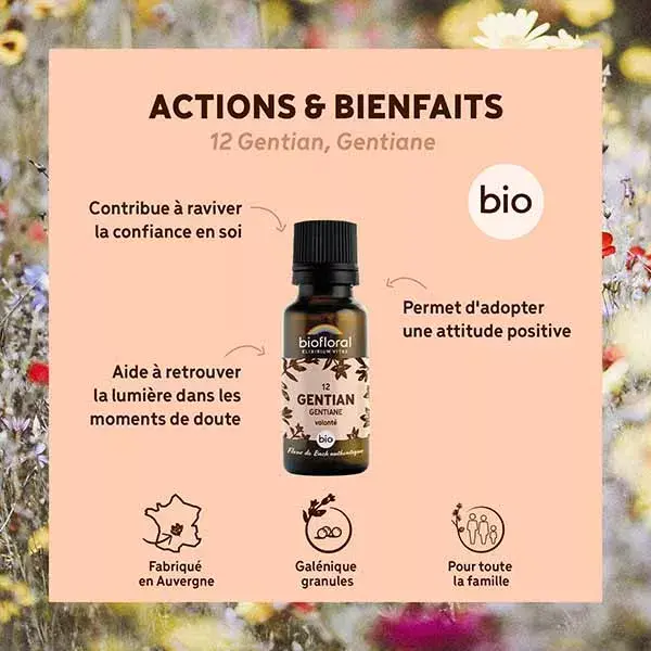Biofloral 12 Gentian Gentiane Granules Bio Fleur De Bach Granules 19,5 Gr