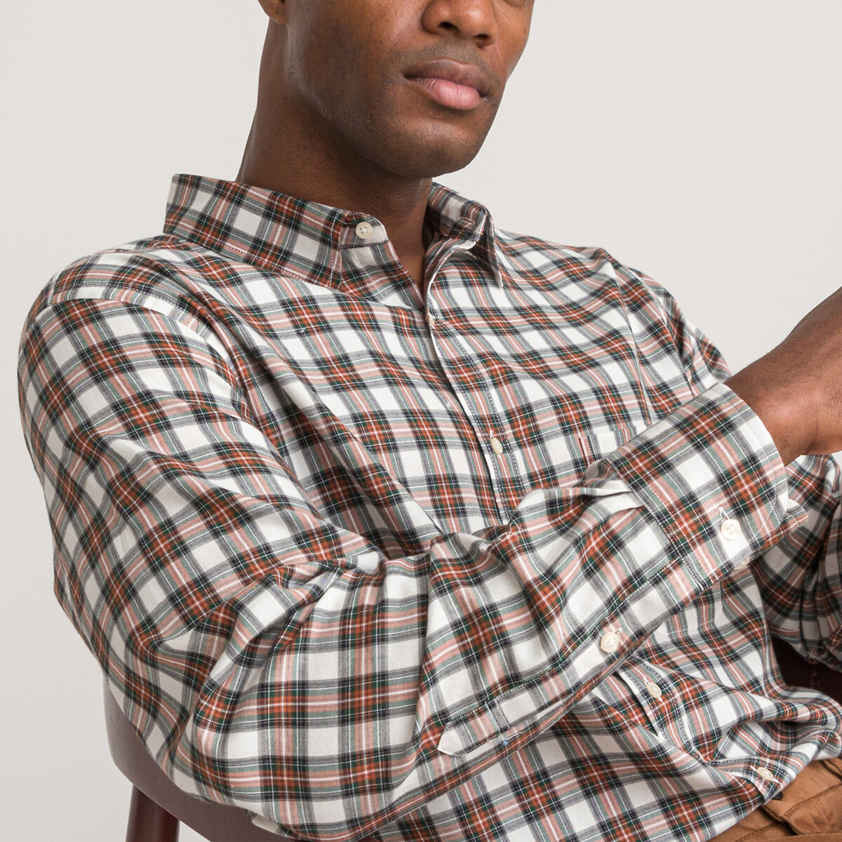 COLEÇÃO LA REDOUTE<br>Camisa reta com estampa xadrez e gola clássica