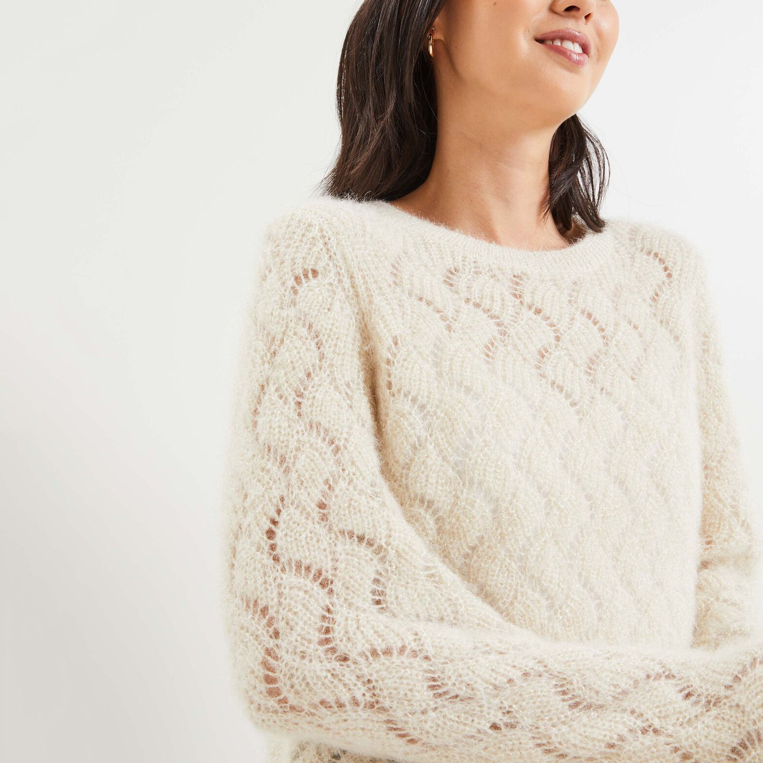 Pull maille ajourée femme