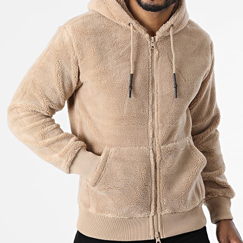 Veste Zippée Capuche Polaire Beige
