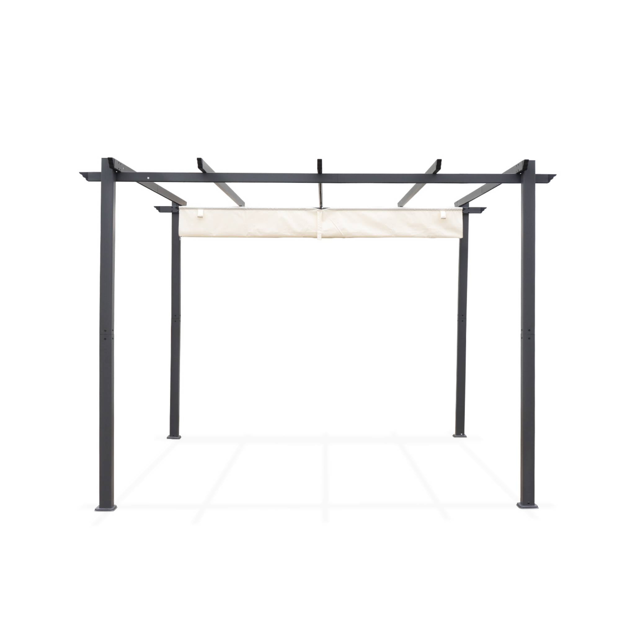 sweeek - Pergola, aluminium, 3x3m, met uitschuifbaar zonnescherm