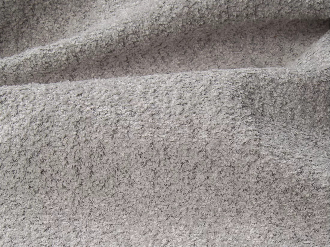 Canapé 3 places convertible express bouclette gris clair - Couchage 140 cm - Matelas 14 cm - CALITO