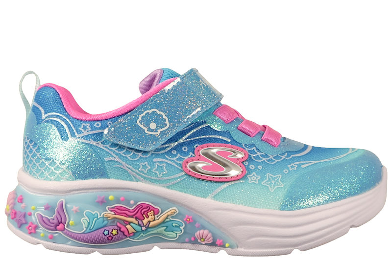 SKECHERS S LIGHTS MY DREAMERS LIL MERMAID BLUE GLITTER