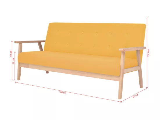 NETTLIFE Ensemble de canapé 2 pcs Tissu jaune