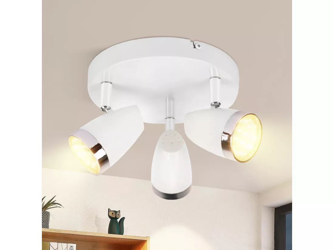 NETTLIFE Spot de plafond LED 3 ampoules moderne 4W blanc blanc chaud 3000K