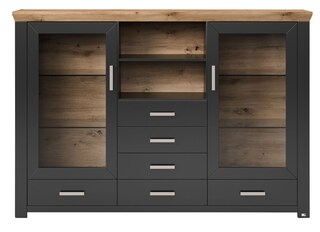 set one by Musterring Highboard YORK 56 anthrazit /Eiche Artisan
