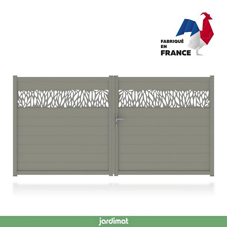 Portail Jardimat aluminium Neva 2 gris 7039 - 300 x h.180 cm