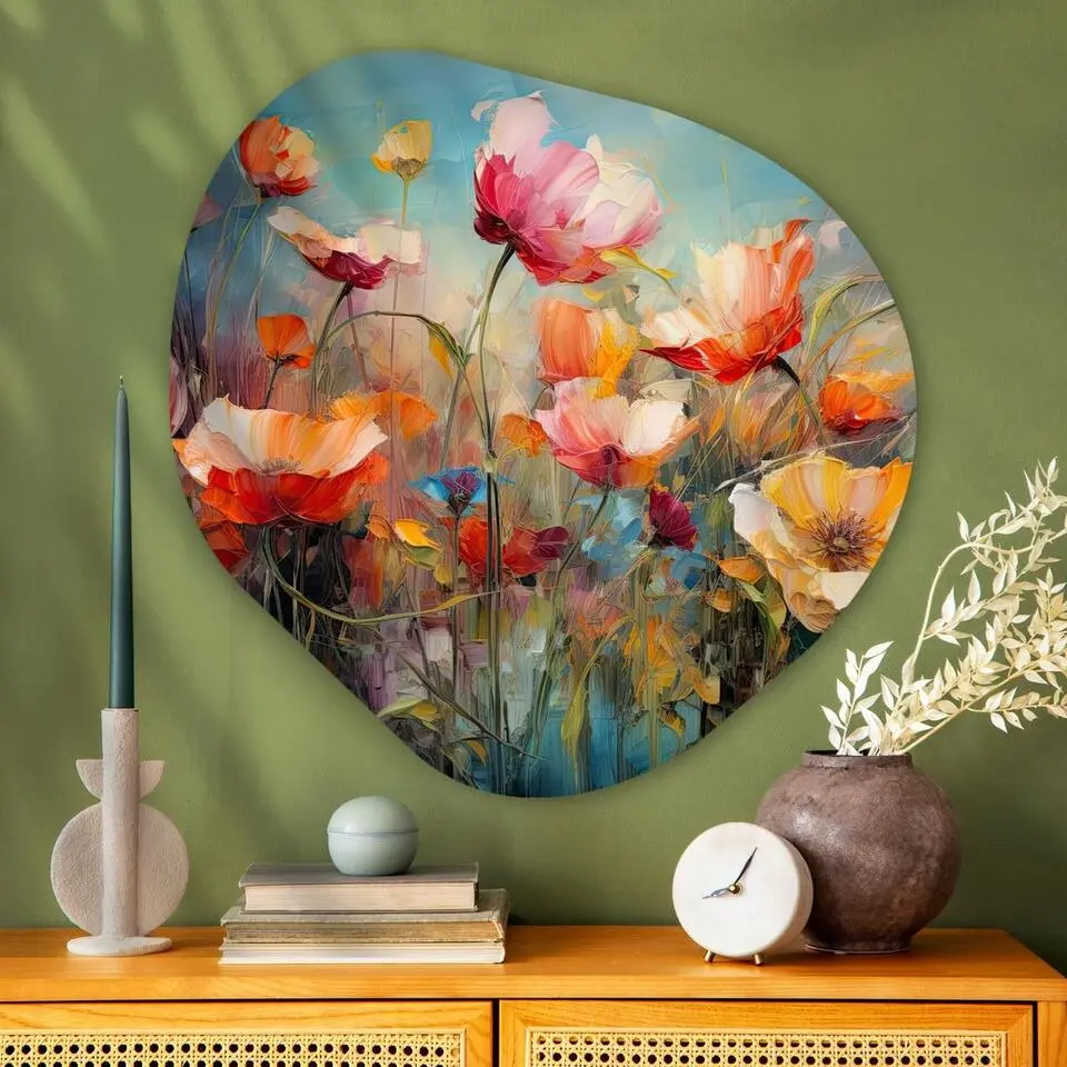 MuchoWow Wand decoratie 90x90cm Bloemen Watercolor Kunst