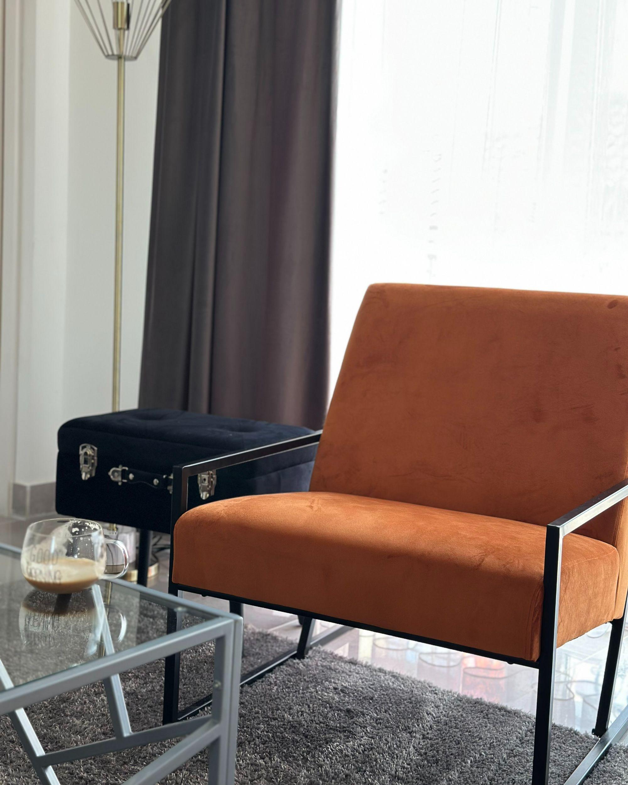 Fauteuil DELARY Fluweel Oranje