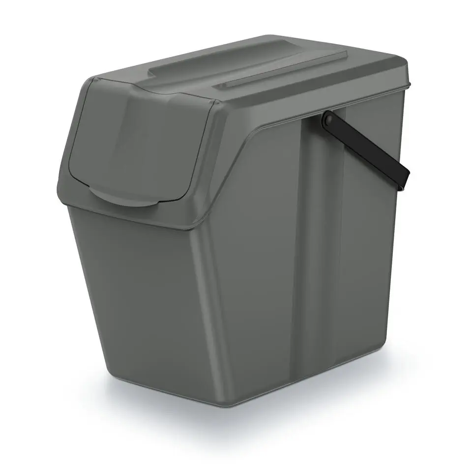 Keden Sorteer afvalbak/emmer - steengrijs - 25L - 24 x 40 x 37 cm