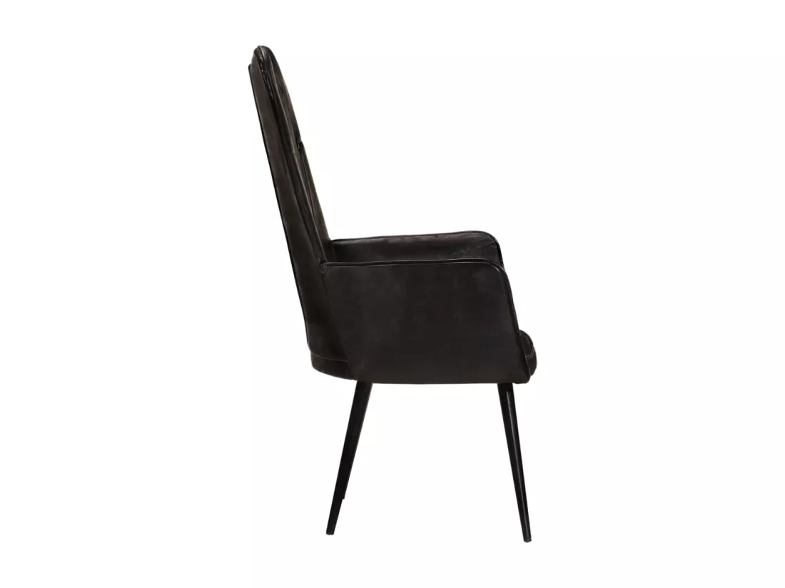 Chaise à oreilles Noir Cuir véritable