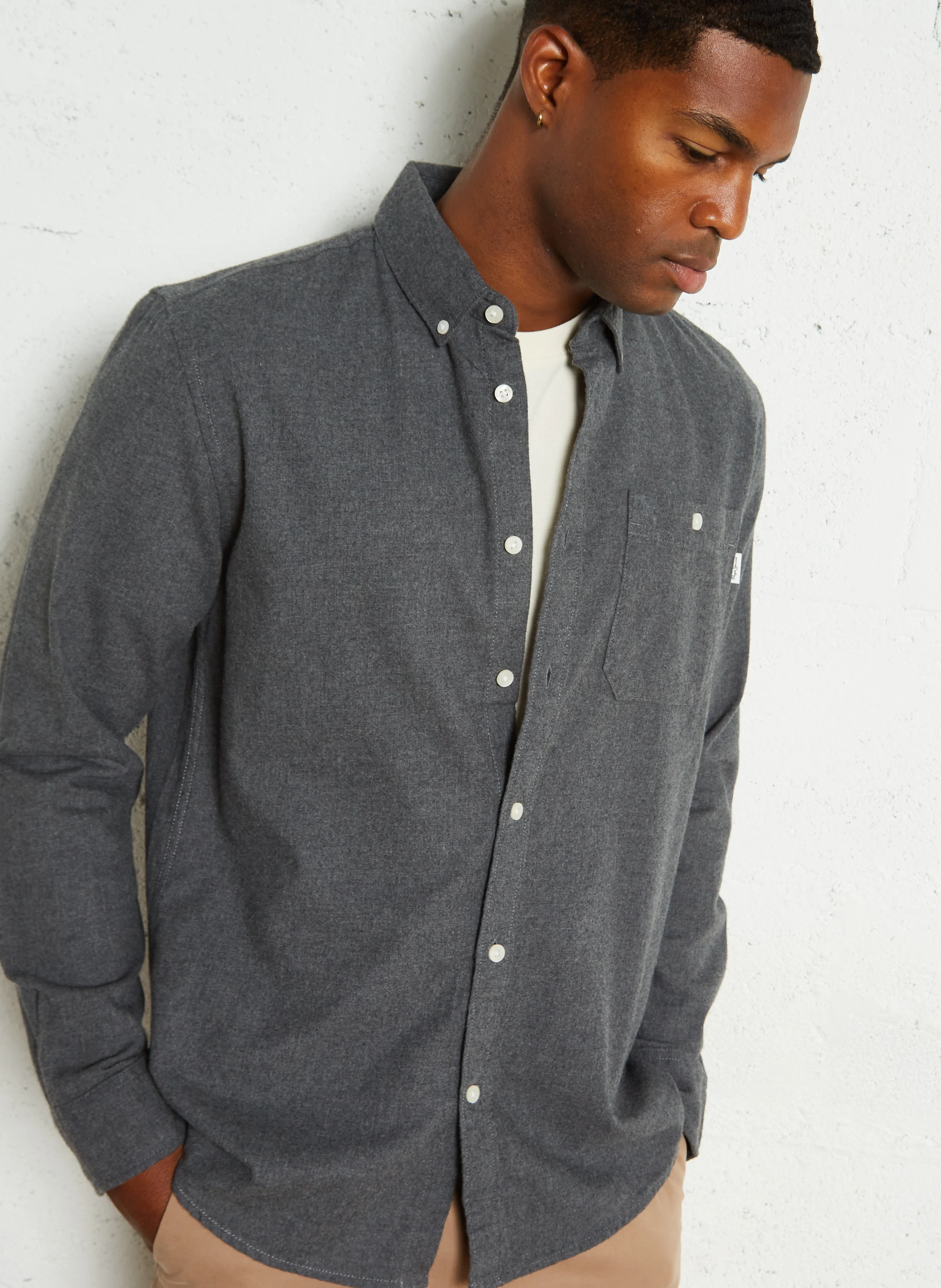 MIKE - Chemise regular en coton | Gris