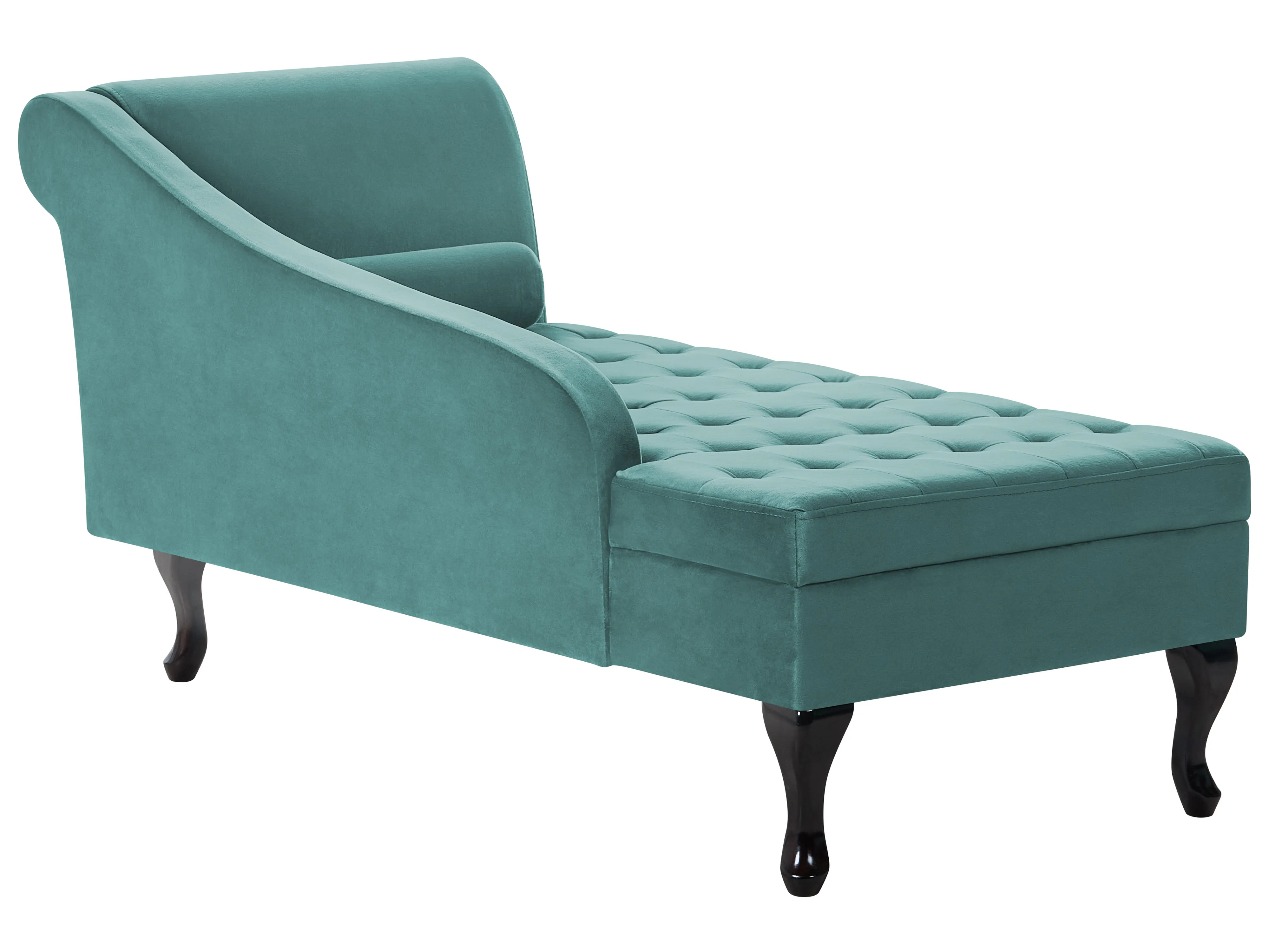 Rechtszijdige chaise longue PESSAC Fluweel Groenblauw met opbergruimte