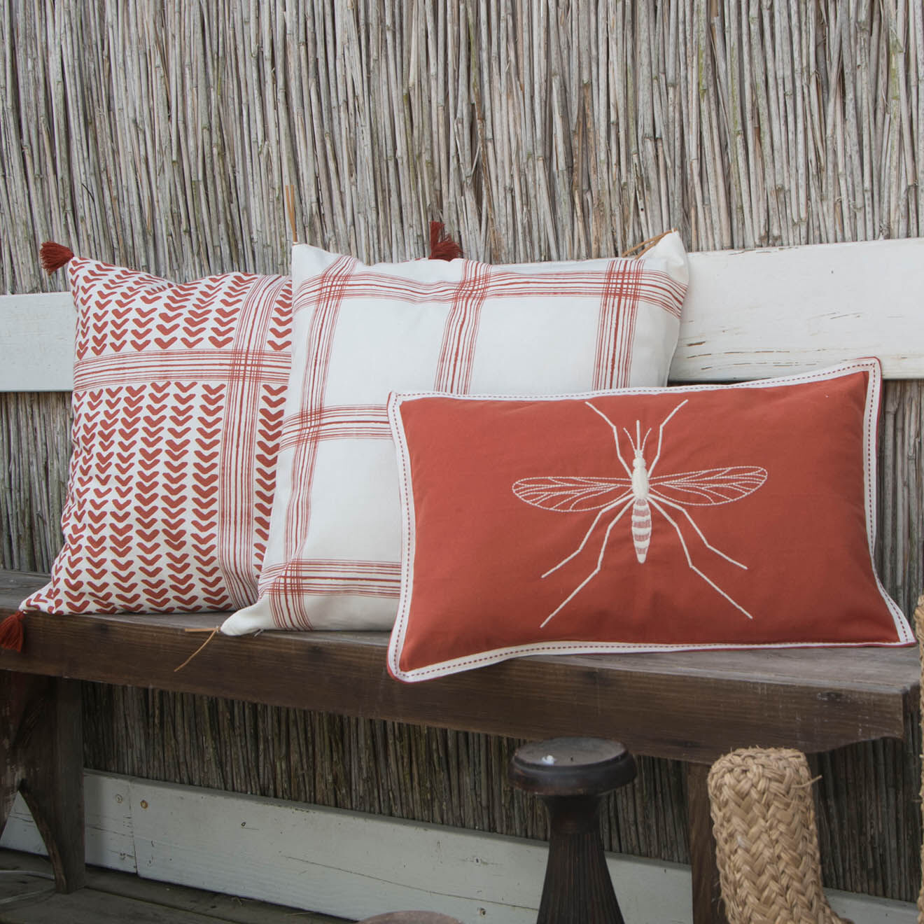 Febronie Housse de coussin Madras terracotta - 50x50 cm