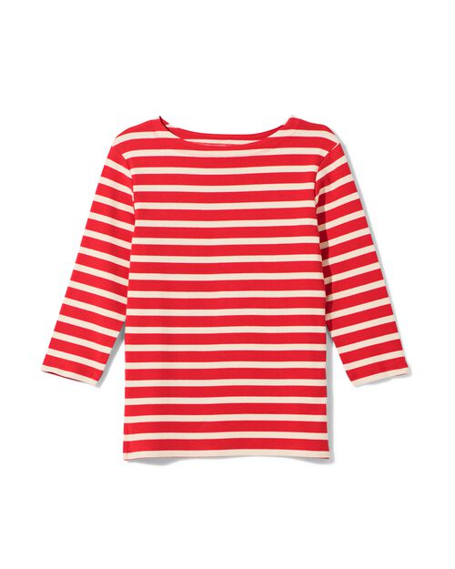 t-shirt Cara à col bateau et rayures pour femmes rouge