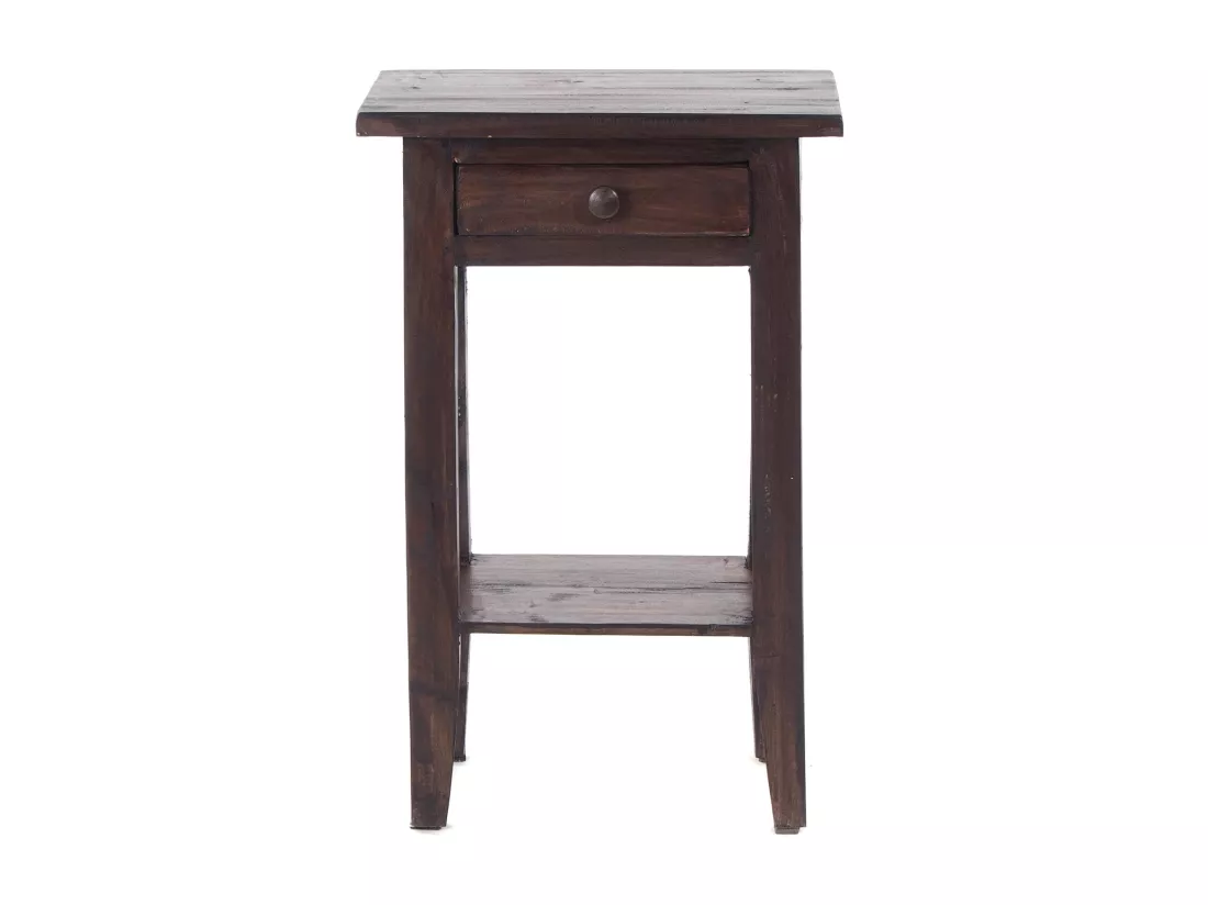 TABLE DE TÉLÉPHONE PLANTE Bois massif en acajou, avec tiroir 03 dunkelbraun