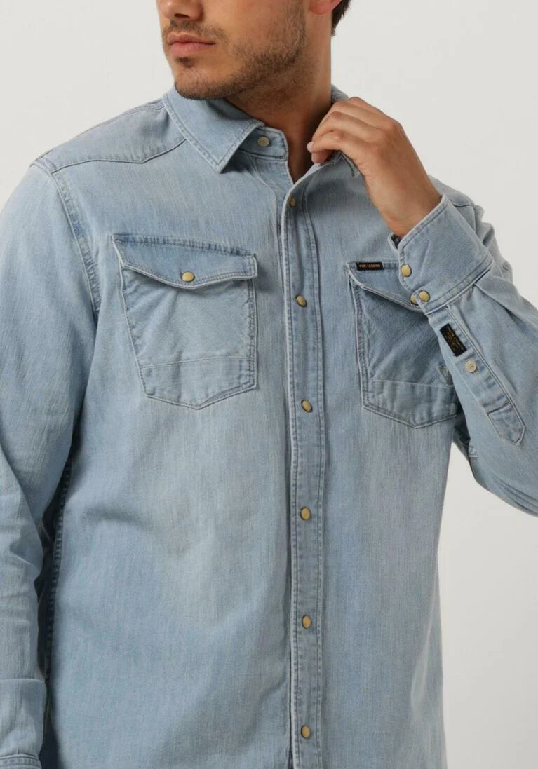 PME LEGEND blauwe pme legend casual overhemd long sleeve shirt real light blue