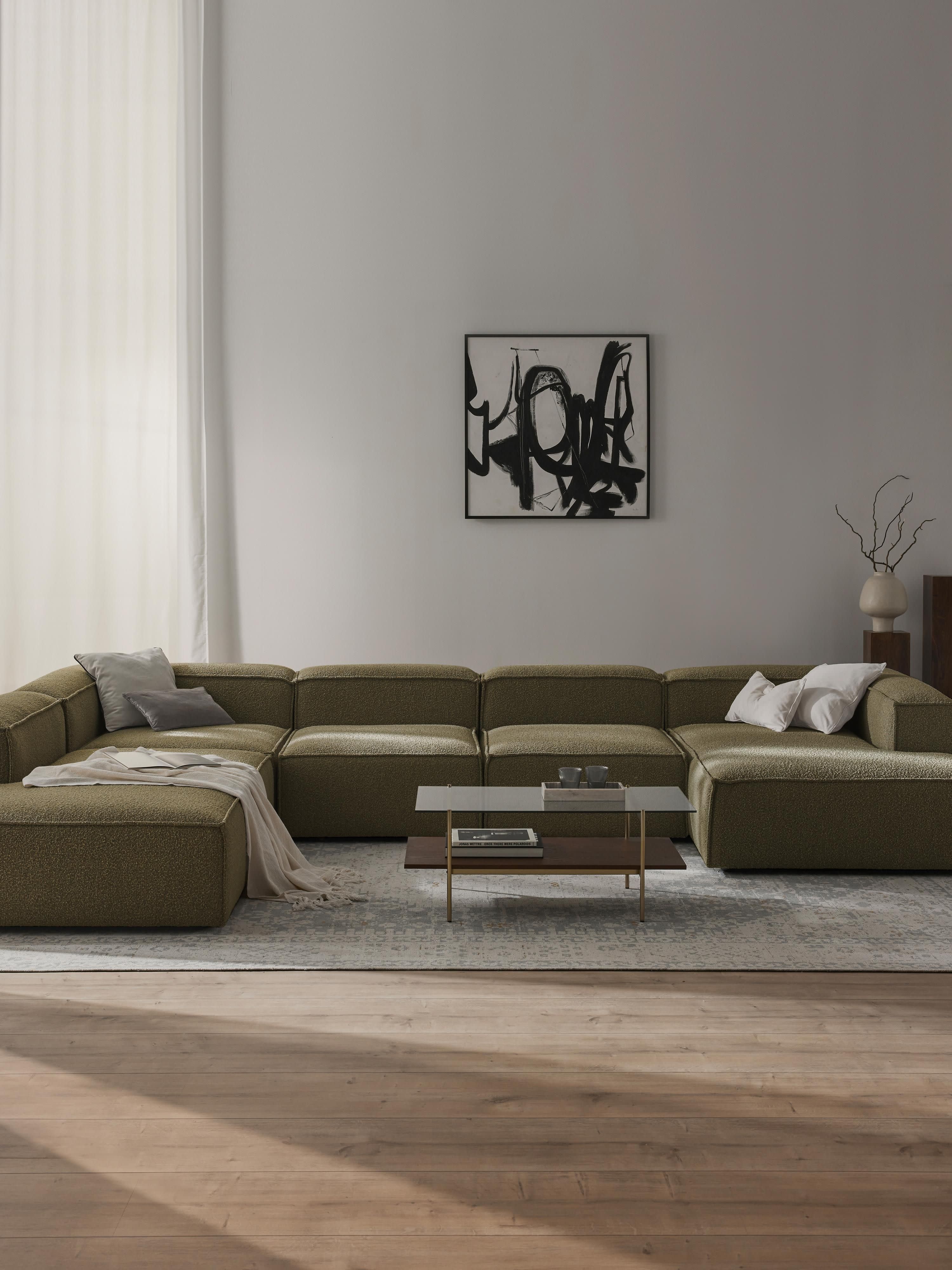 Modulaire U-bank Lennon uit bouclé