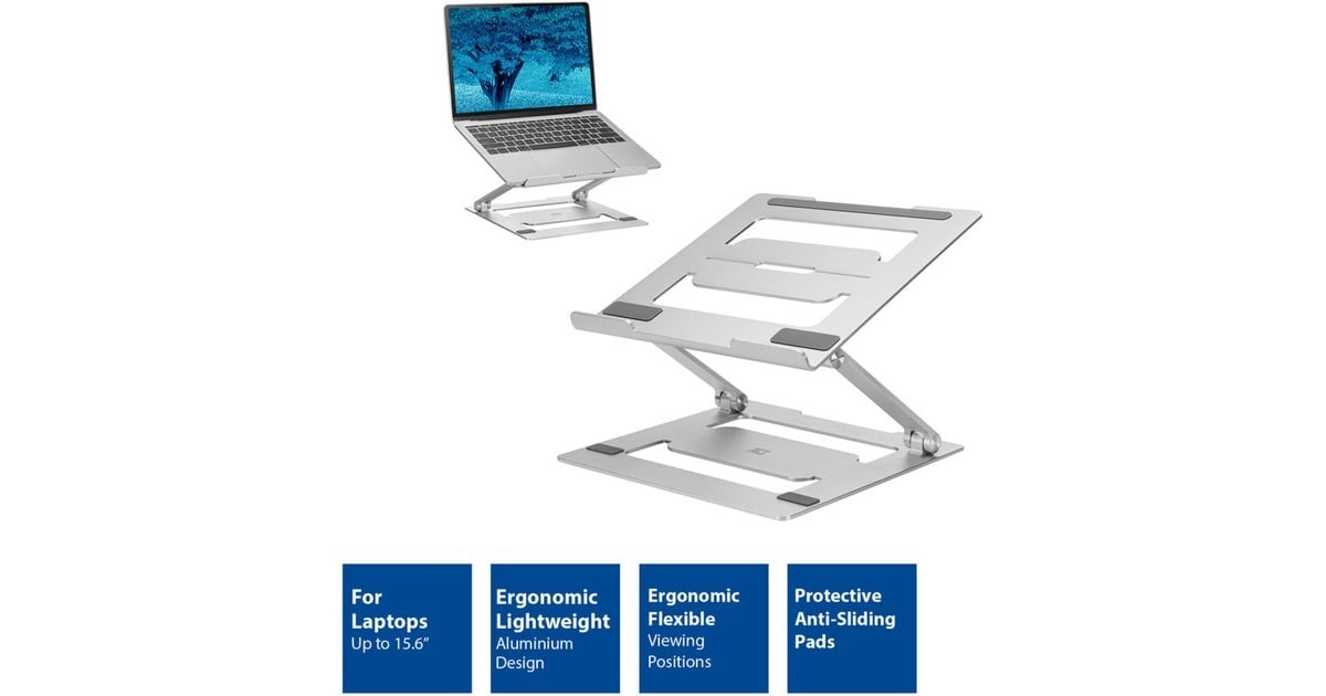 ACT ConnectivityLaptopstandaard aluminium  (Aluminium, Opvouwbaar, traploos in hoogte verstelbaar)