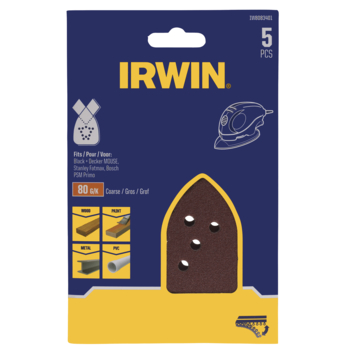 Irwin schuurvel voor Bosch Primo en B+D Mouse zelfklevend K80, 5 stuks