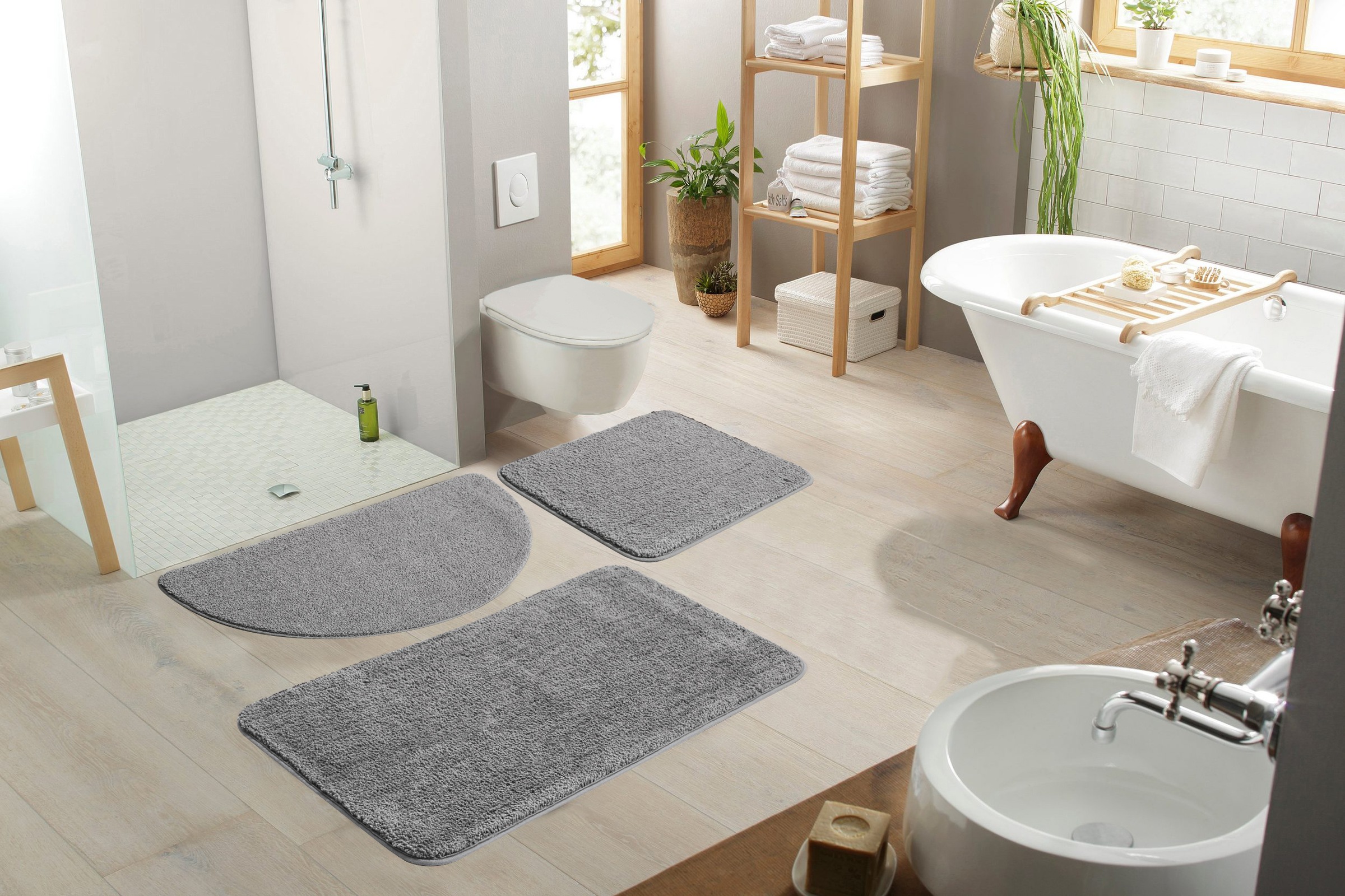 my home Badematte »Regona, Badteppich, Badvorleger, Badezimmer Teppich« Höhe 15 mm rutschhemmend beschichtet fussbodenheizungsgeeignet | schnell trocknend | strapazierfähig Uni Farben, besonders weich, als rechteckig und halbrund erhältlich