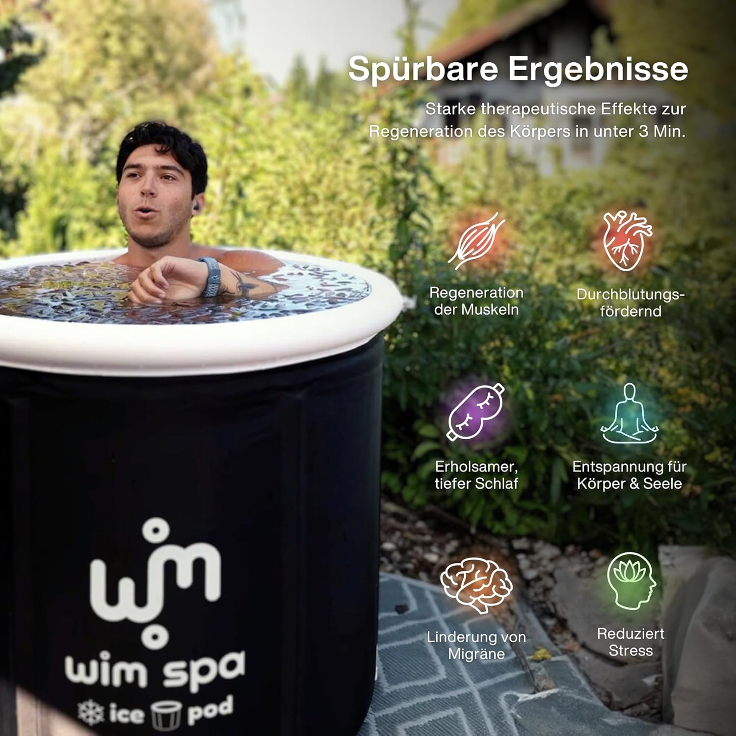 [Das Original seit 2015] Ice Pod (80 cm Ø x 80 cm) XL - Faltbares isoliertes Eisbad/Eisfass für Cold Plunge Kältetherapie, tragbare Badewanne inkl. ThermoDome, Cover, Thermometer, eBook UVM.