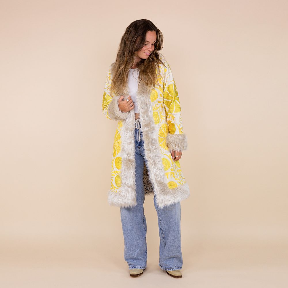 Suzani coat Feruza geel - beige