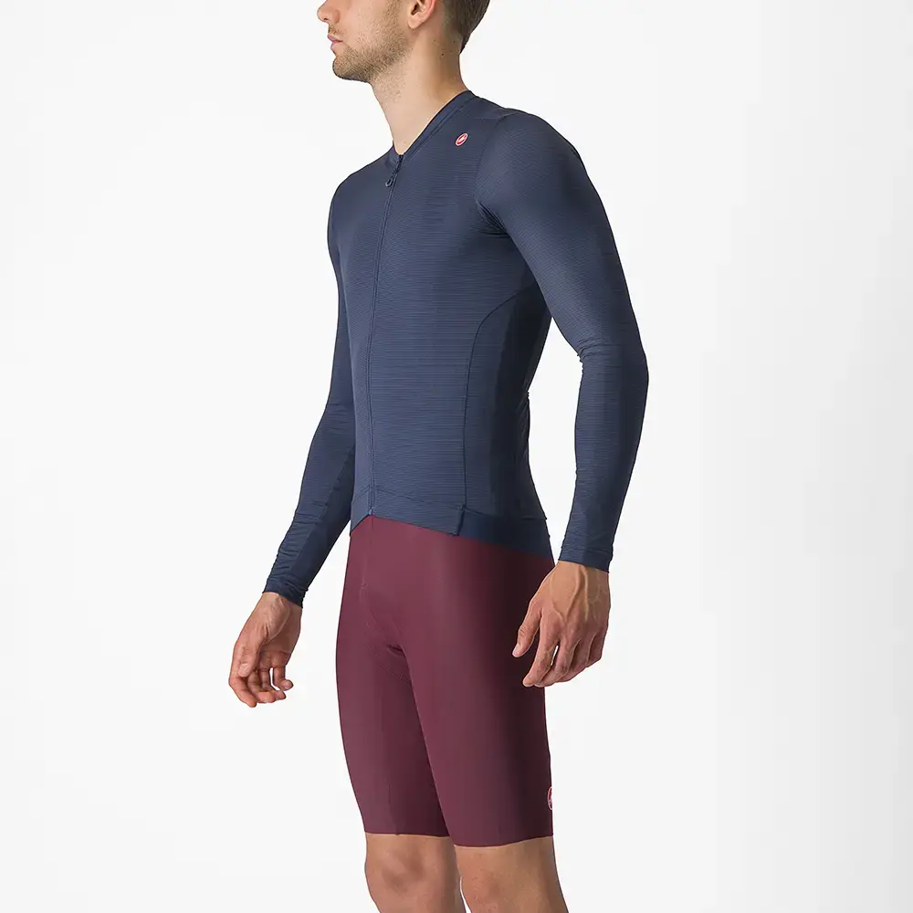 Castelli Espresso Fietsshirt Lange Mouwen Blauw/Zilver Heren