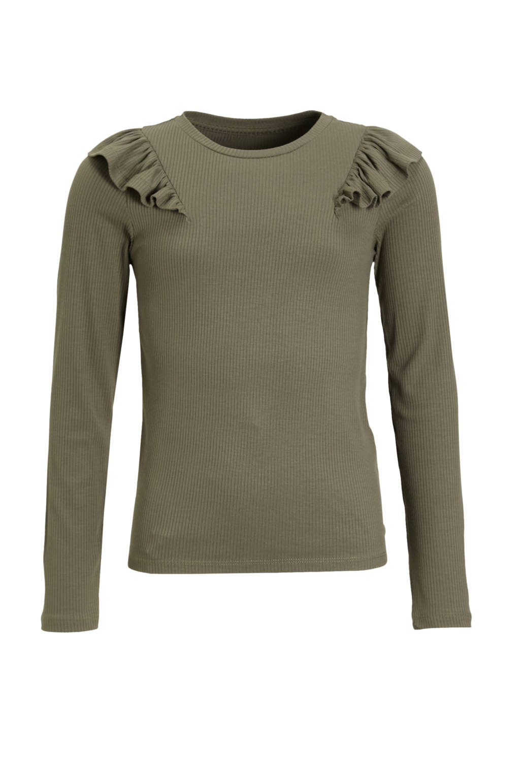Coolcat Longsleeve Ruffels Rib Top Tegan Khaki