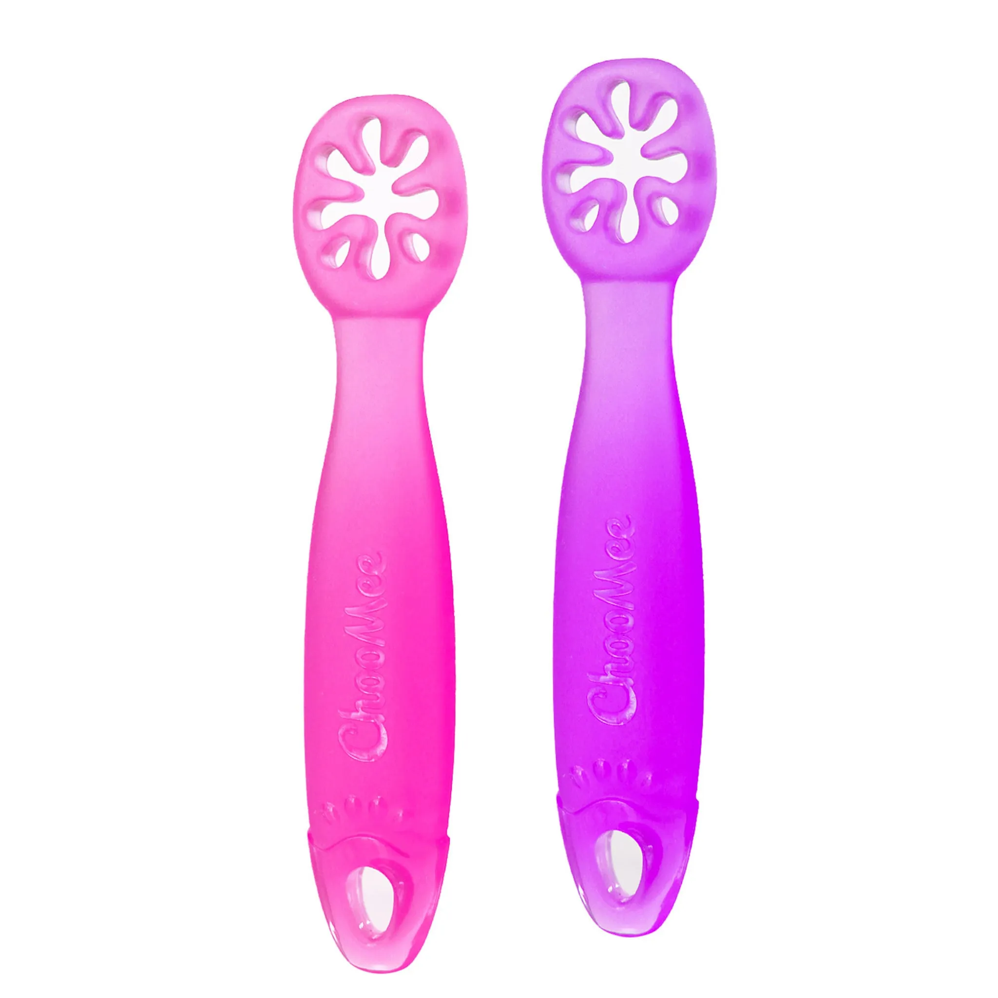 ChooMee Cuillère d’Apprentissage FlexiDip Paquet de 2 - Rose Mauve
