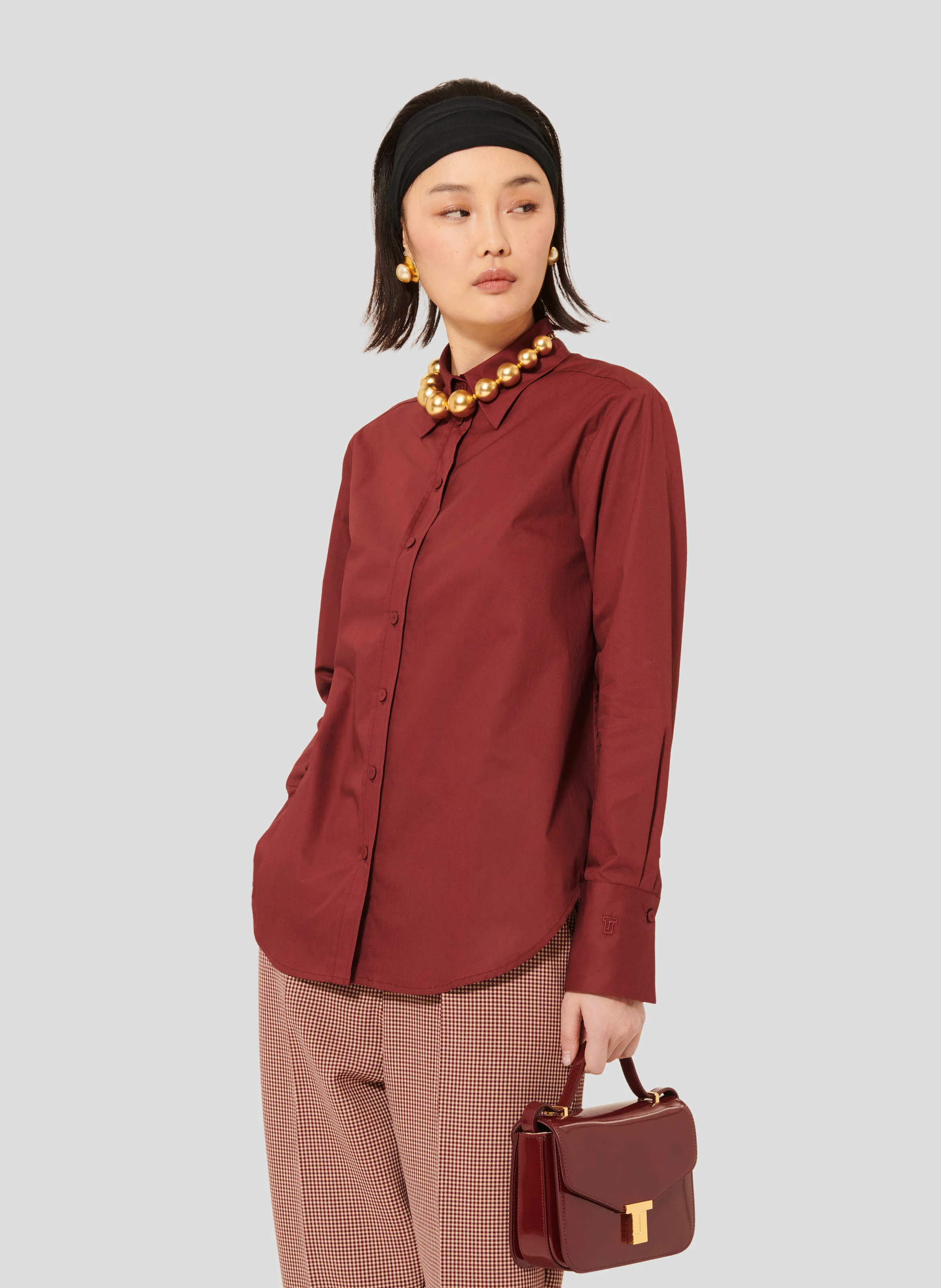 CLARISSE - Chemise droite en coton | Rouge
