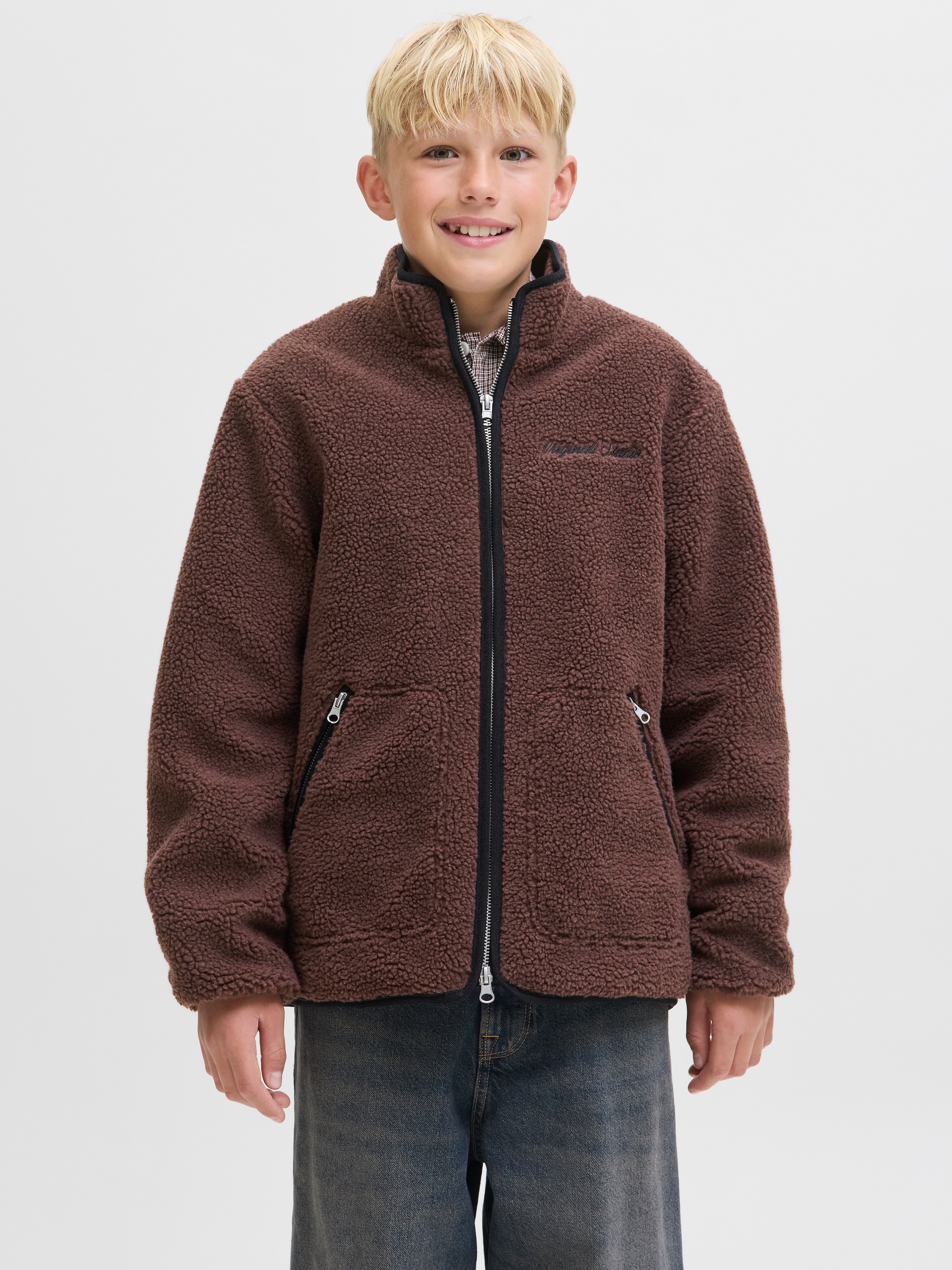 Jack & Jones Junior Fleecejacke »JORNORREBRO TEDDY JACKET JNR« ohne Kapuze Mit stylischem Muster